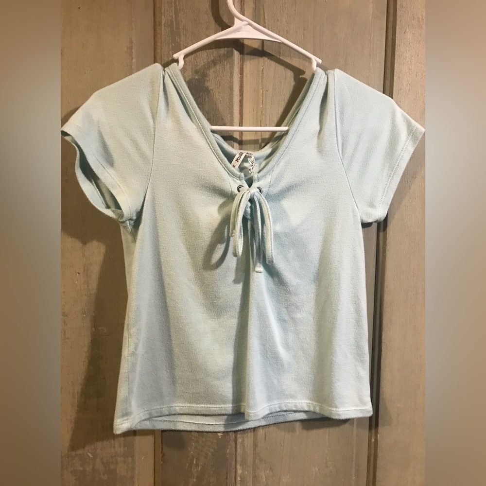 Light Blue Tied Crop Top, Mudd Size Medium